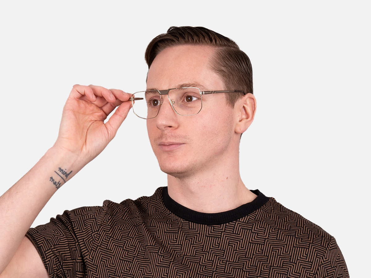 Rectangle Gold Frame Glasses-42