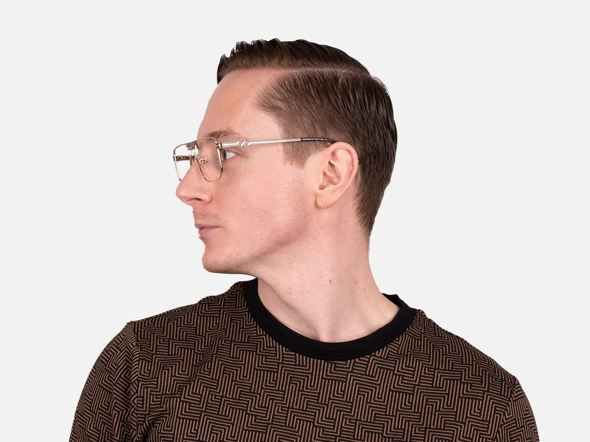 Rectangle Gold Frame Glasses-45