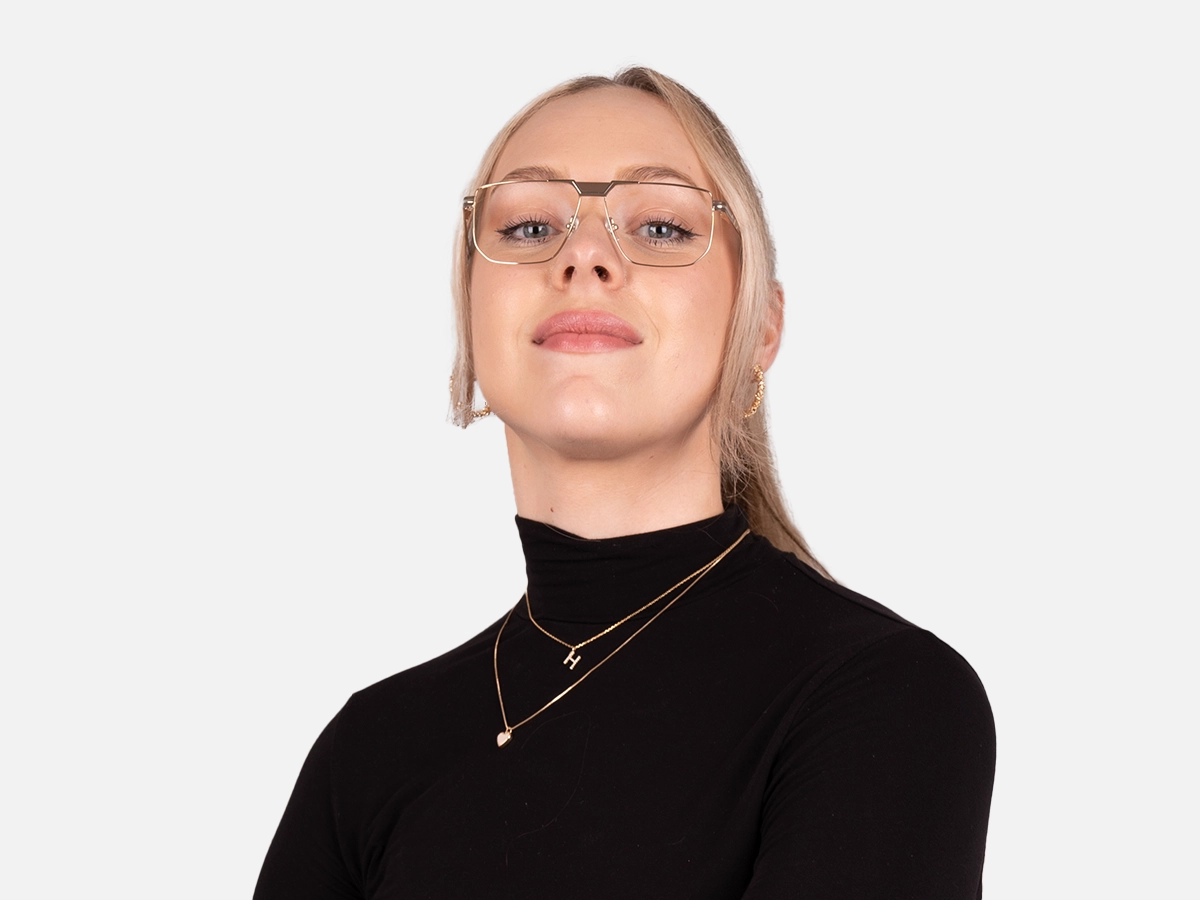 Rectangle Gold Frame Glasses-54