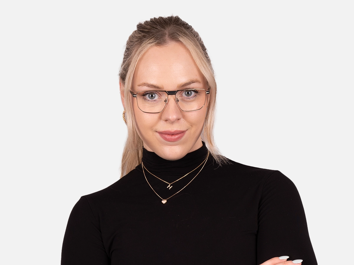 Rectangle Gold Frame Glasses-51
