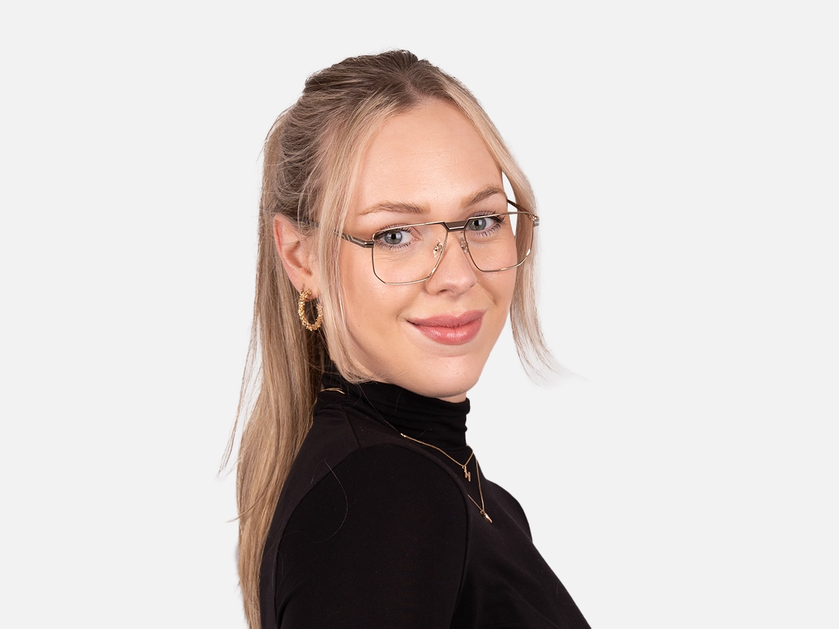 Rectangle Gold Frame Glasses-52