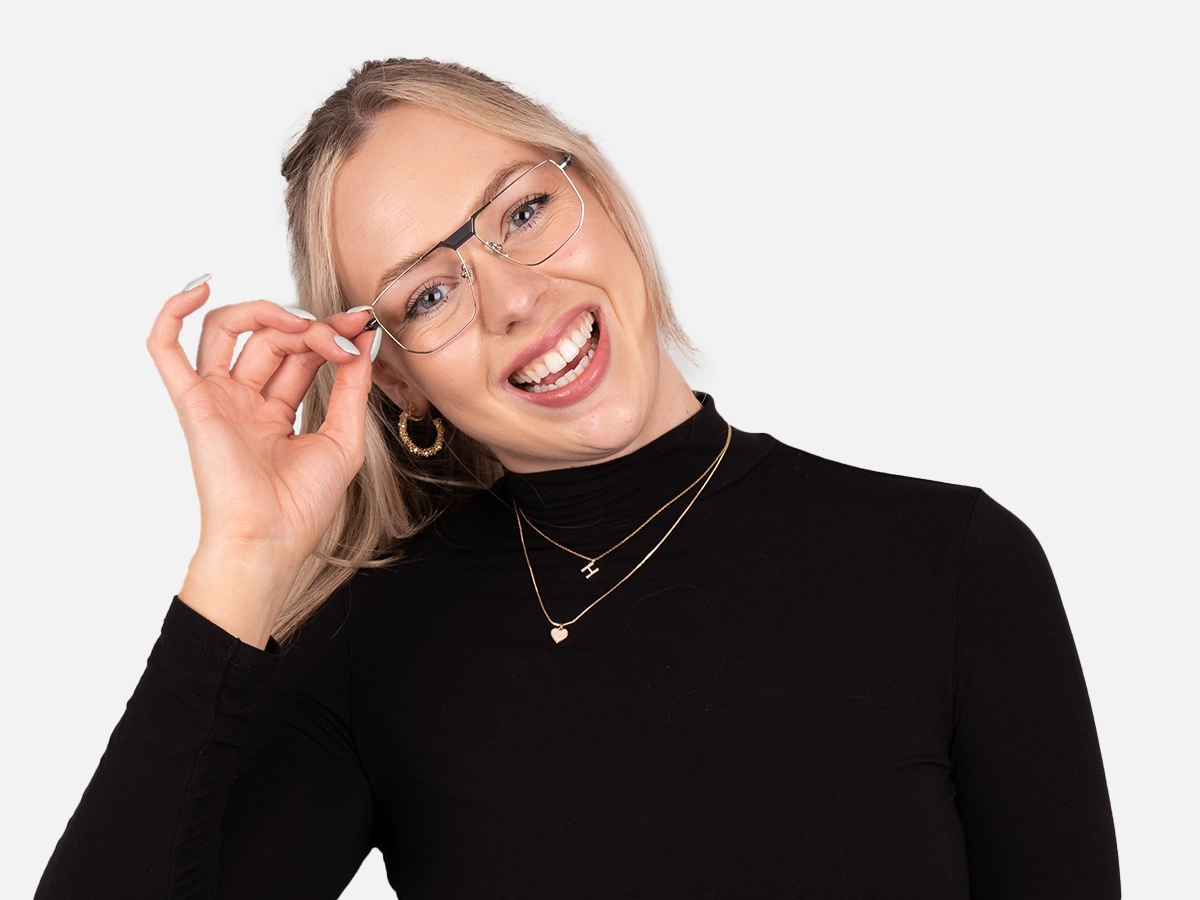 Silver And Black Glasses-55
