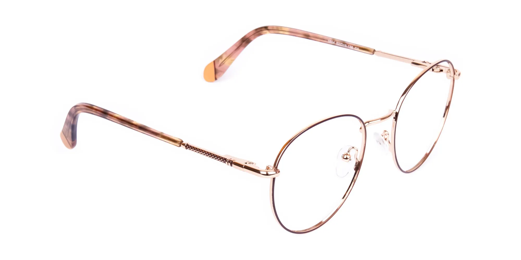 Brown & Gold Circle Glasses-2