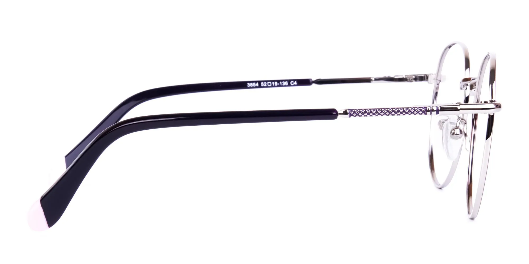 Dark Purple and Silver Round Glasses-2
