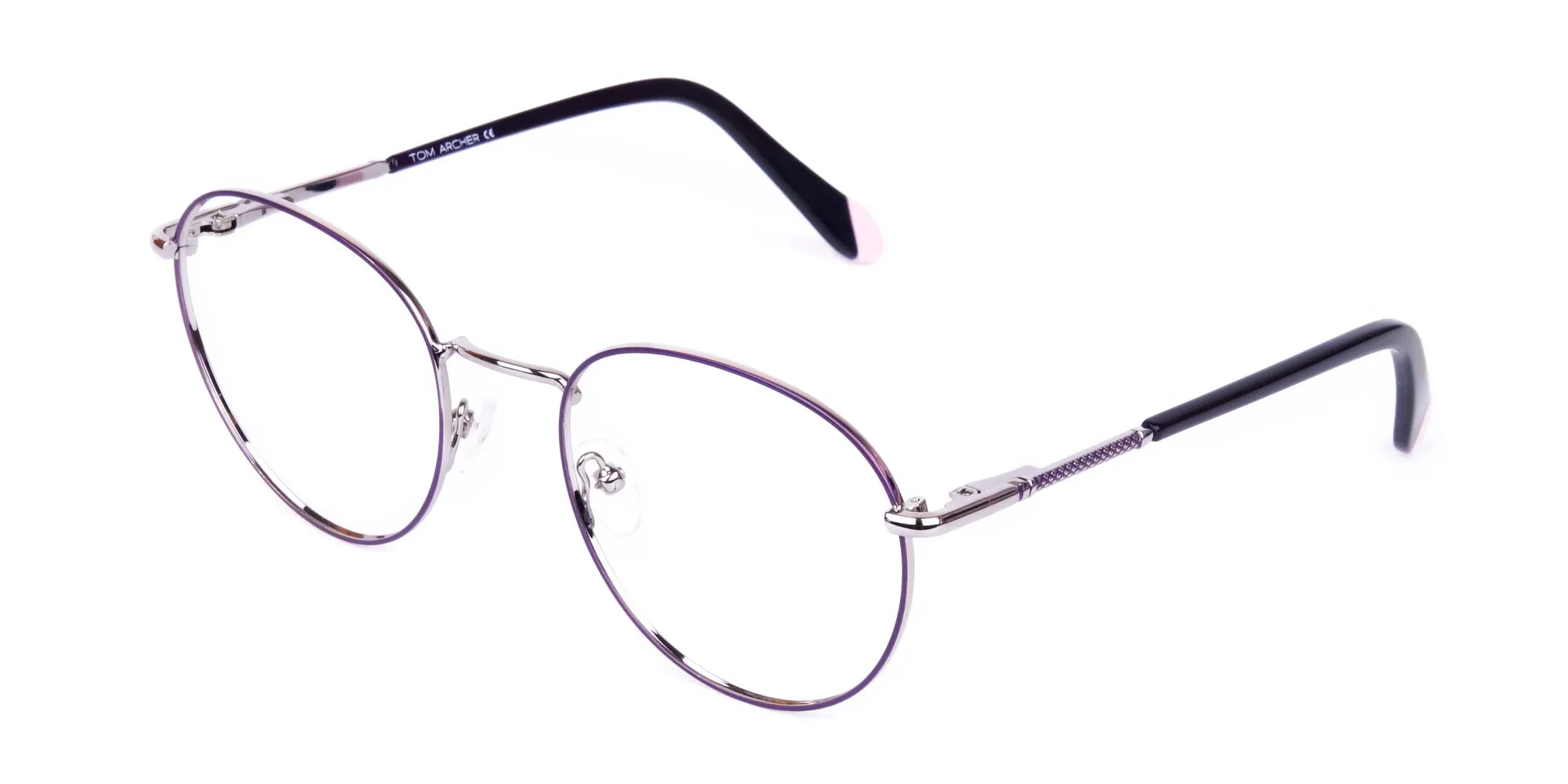 Dark Purple and Silver Round Glasses-2