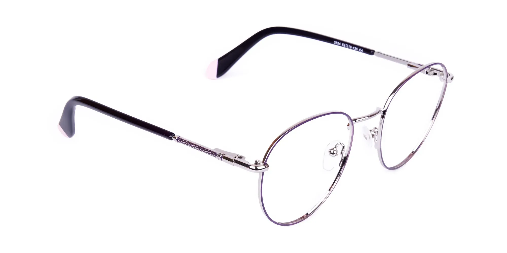 Dark Purple and Silver Round Glasses-2
