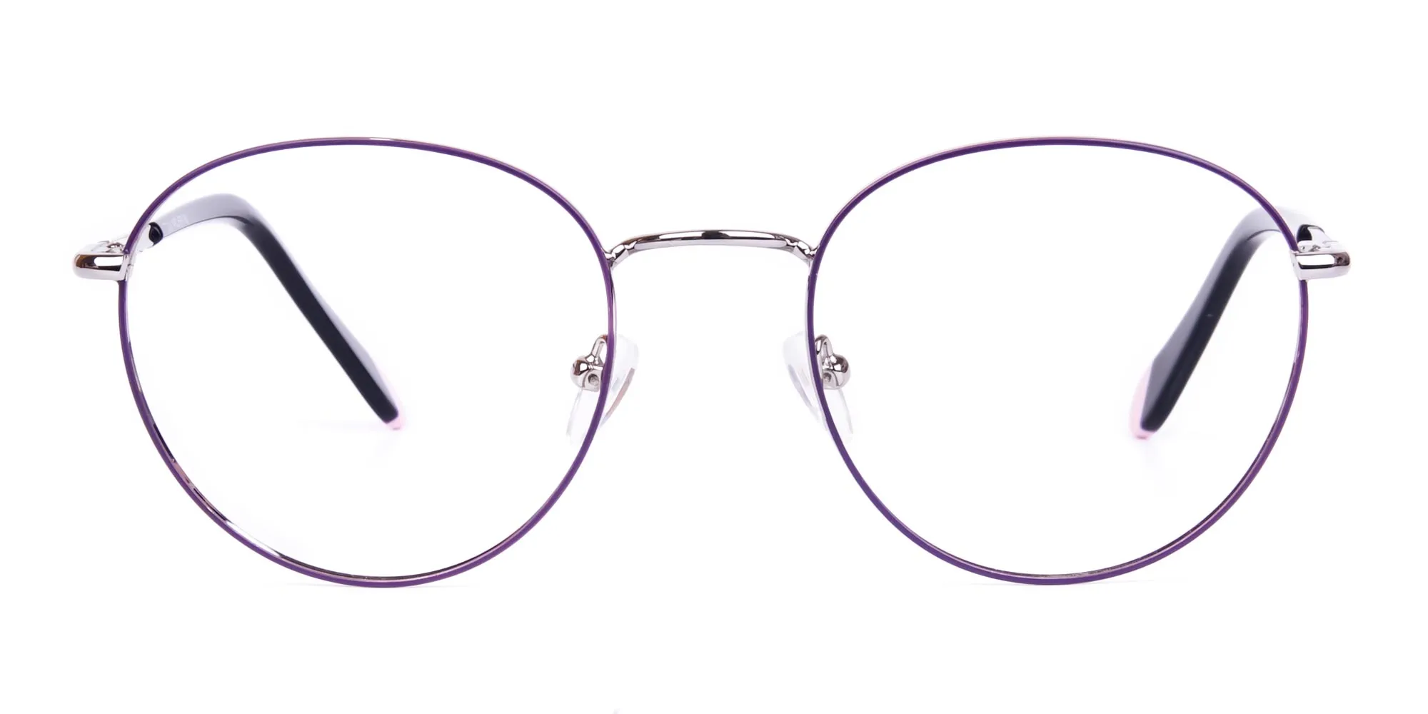 Dark Purple and Silver Round Glasses-2