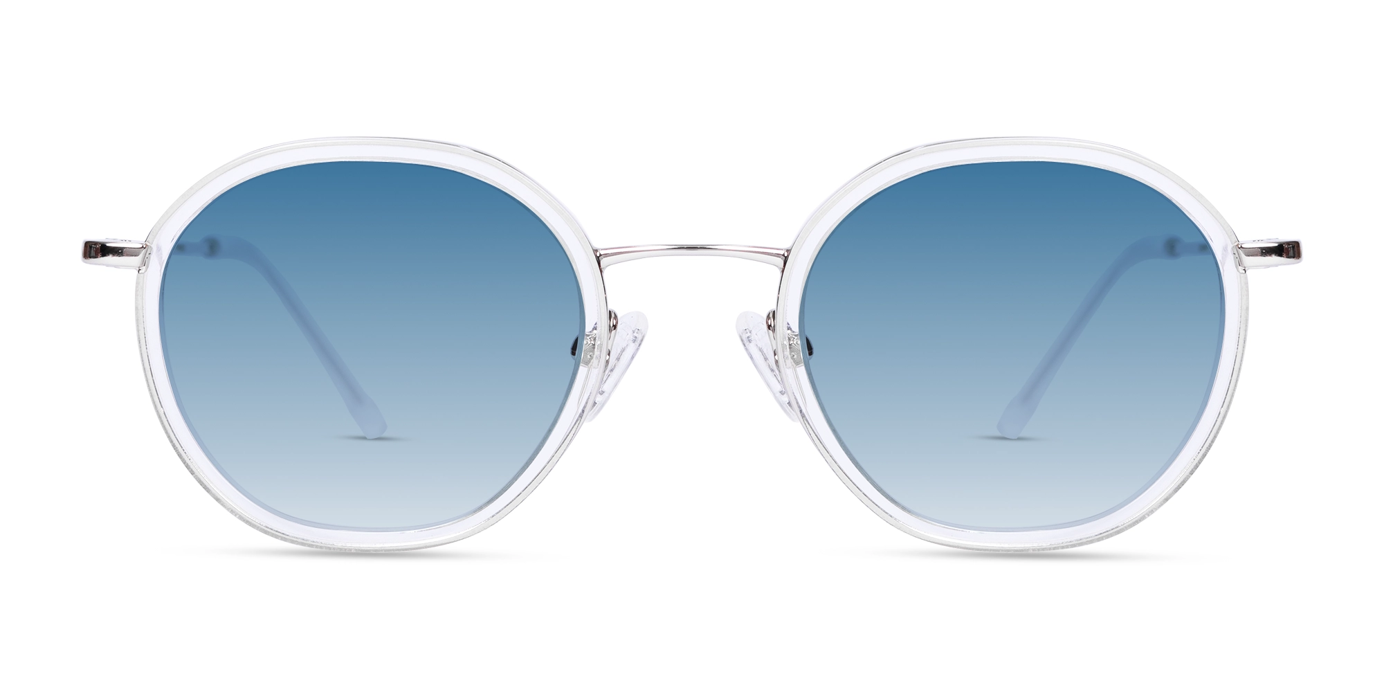 Crystal Clear & Silver Round Sunglasses | Specscart-1 Crystal Clear & Silver Round Sunglasses | Specscart-1