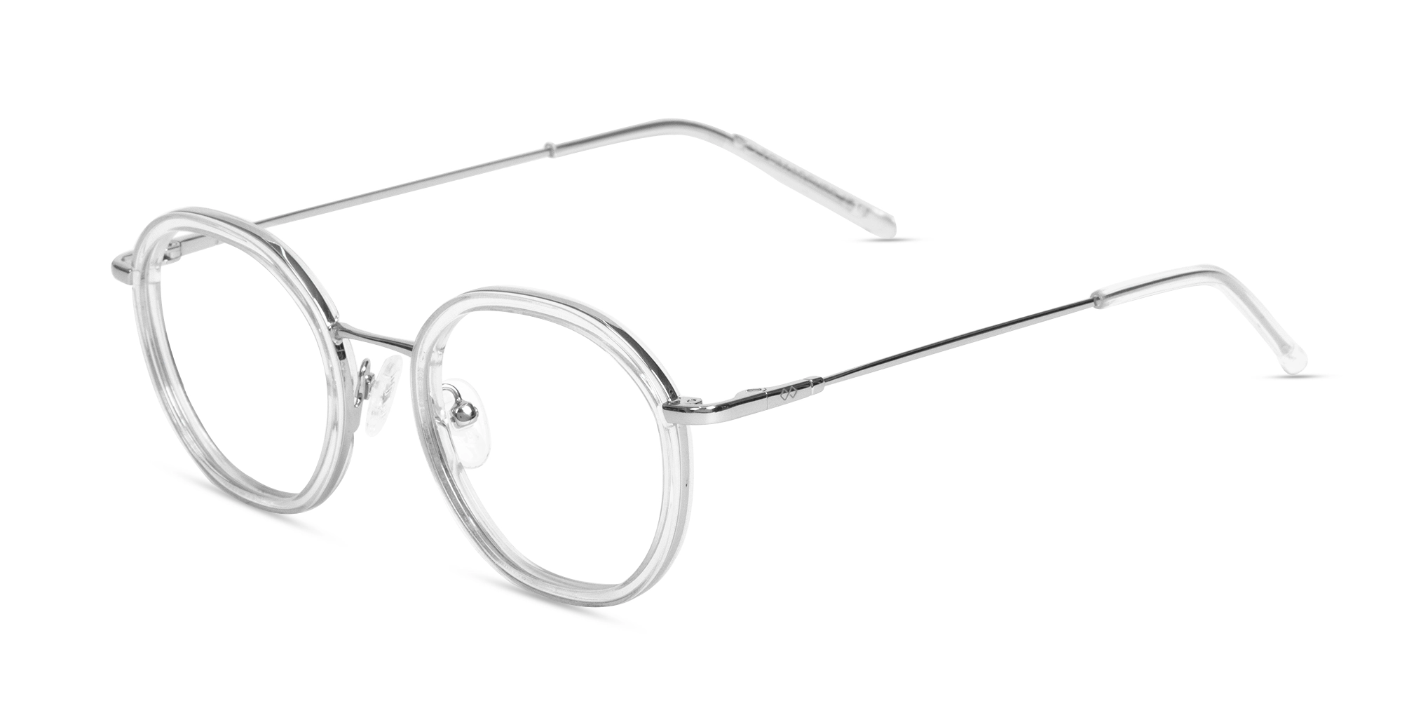 Crystal Clear & Silver Round Glasses-3 Crystal Clear & Silver Round Glasses-3