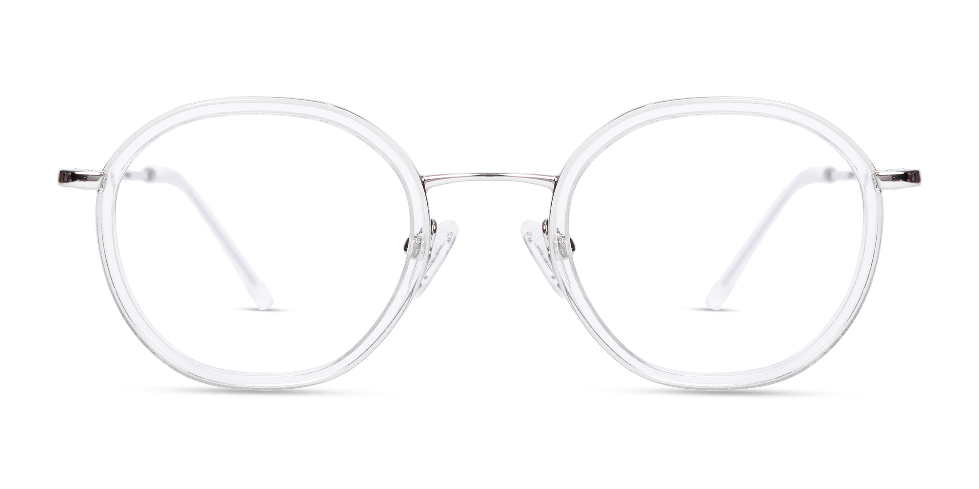 Crystal Clear & Silver Round Glasses-1 Crystal Clear & Silver Round Glasses-1