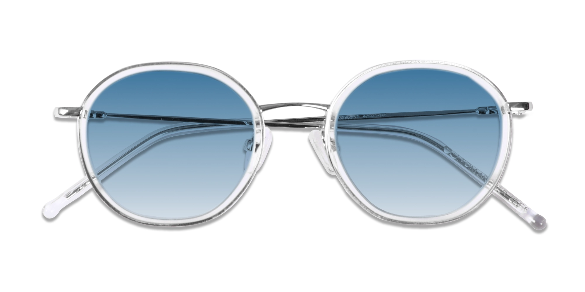 Crystal Clear & Silver Round Sunglasses | Specscart-6