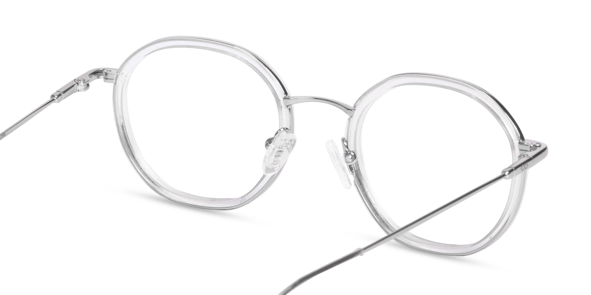 Crystal Clear & Silver Round Glasses-5