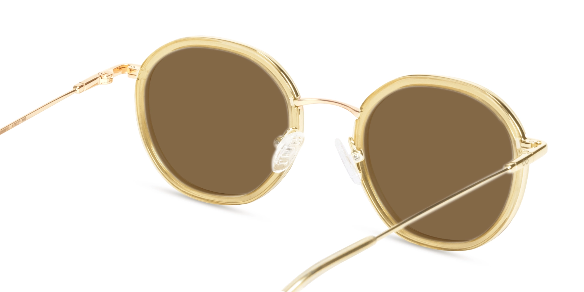 Crystal Champagne Gold Round Sunglasses | Specscart-5