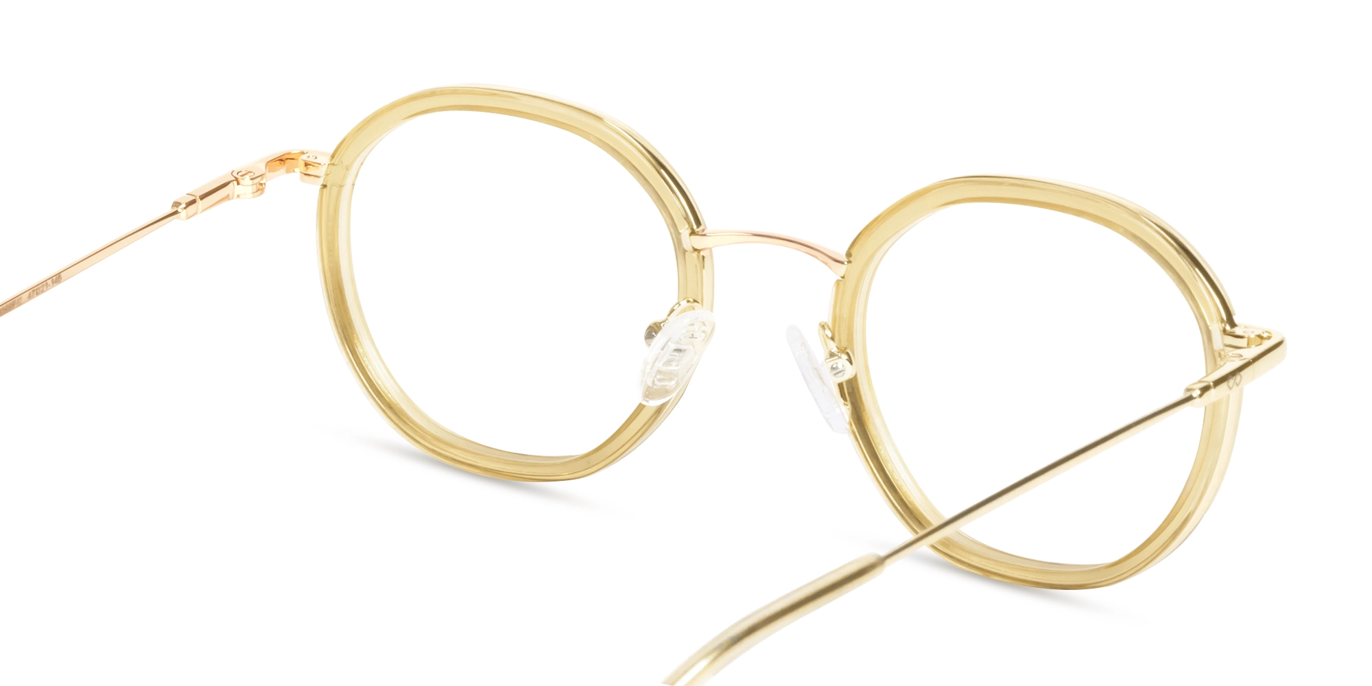 Crystal Champagne Gold Round Glasses-5