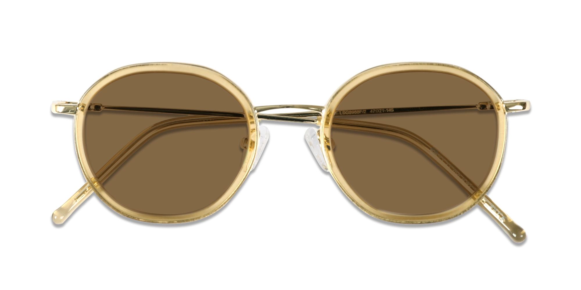 Crystal Champagne Gold Round Sunglasses | Specscart-6