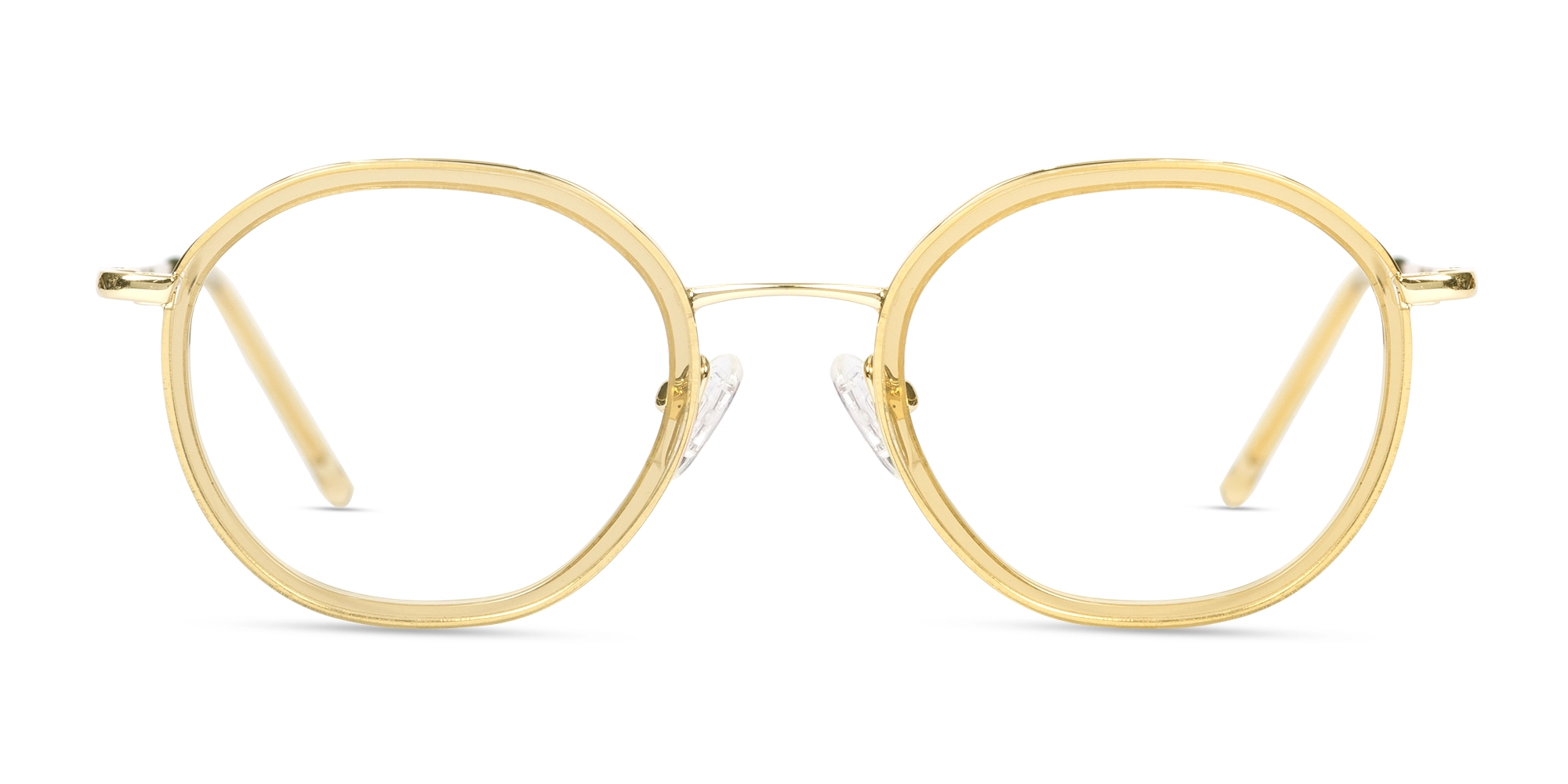 Crystal Champagne Gold Round Glasses-1