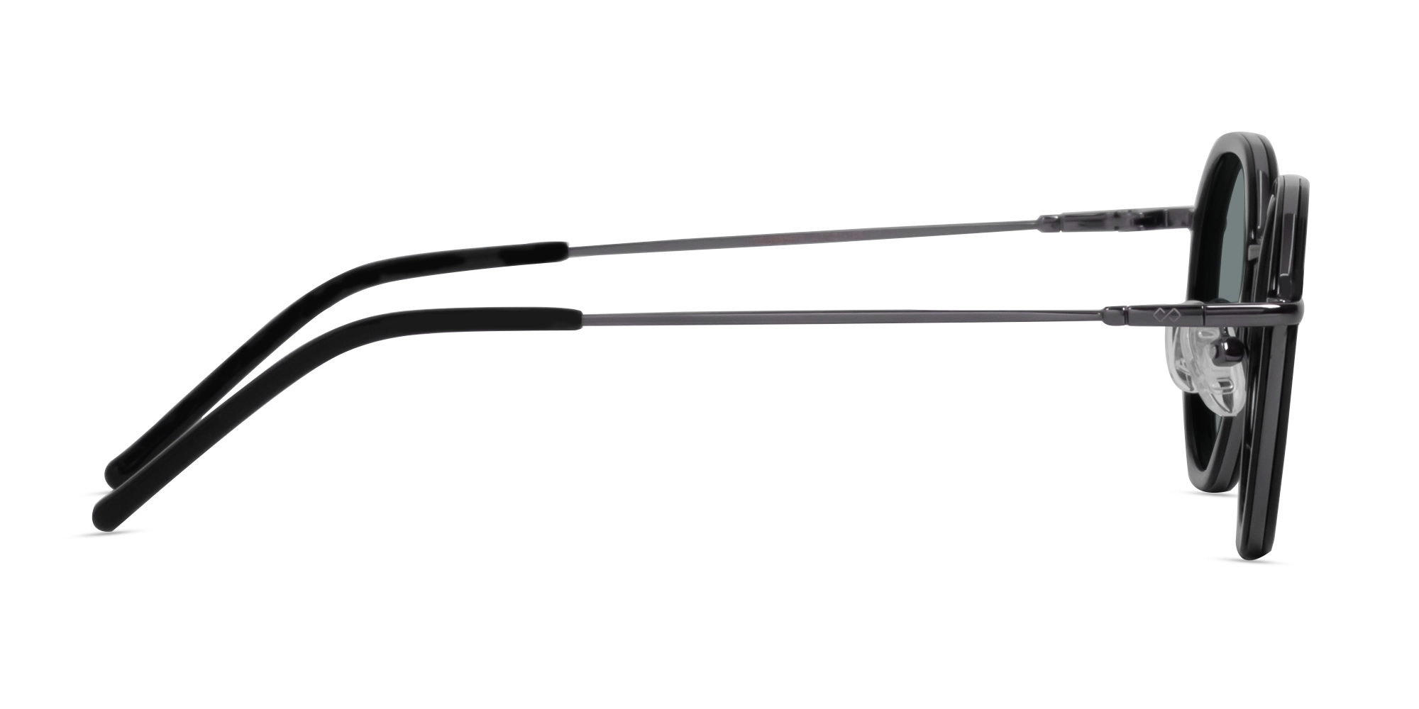 Black & Gunmetal Round Sunglasses | Specscart-4