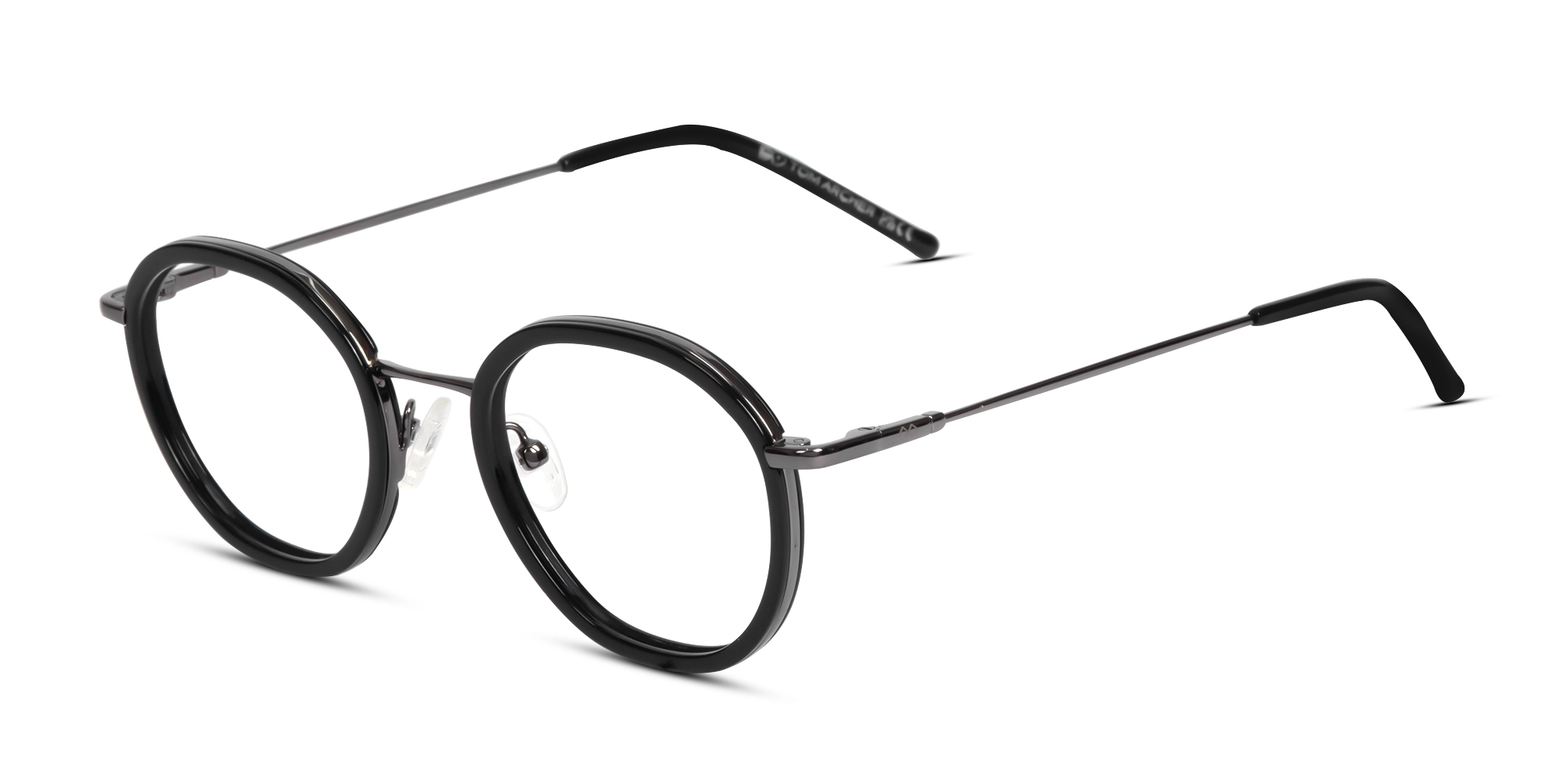 Black & Gunmetal Round Glasses-3