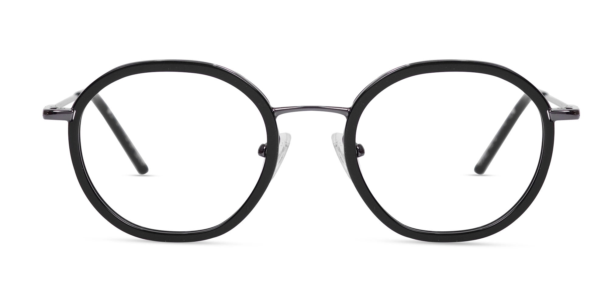 Black & Gunmetal Round Glasses-1
