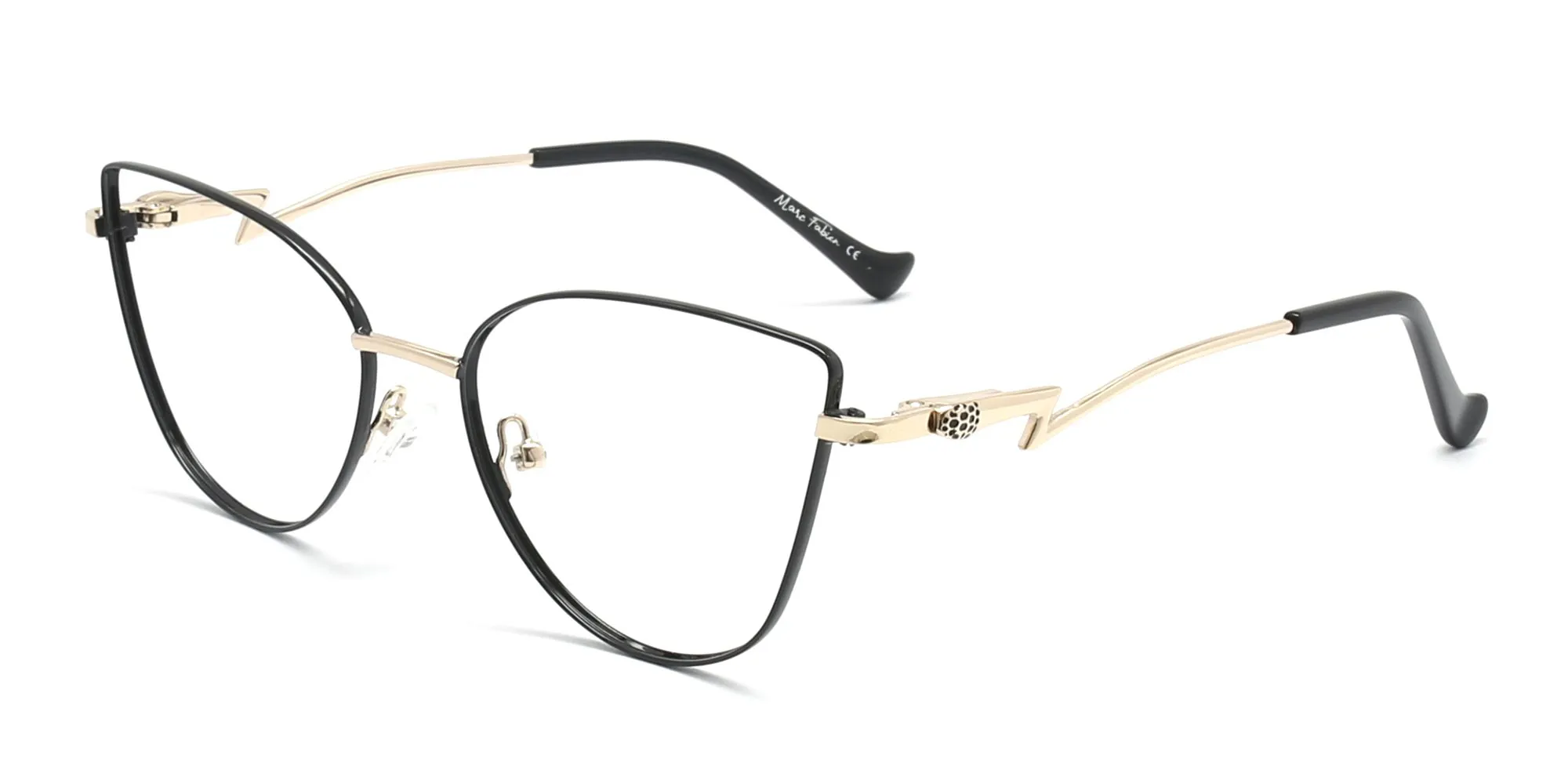 Black & Champagne Gold Cat Eye Glasses-2