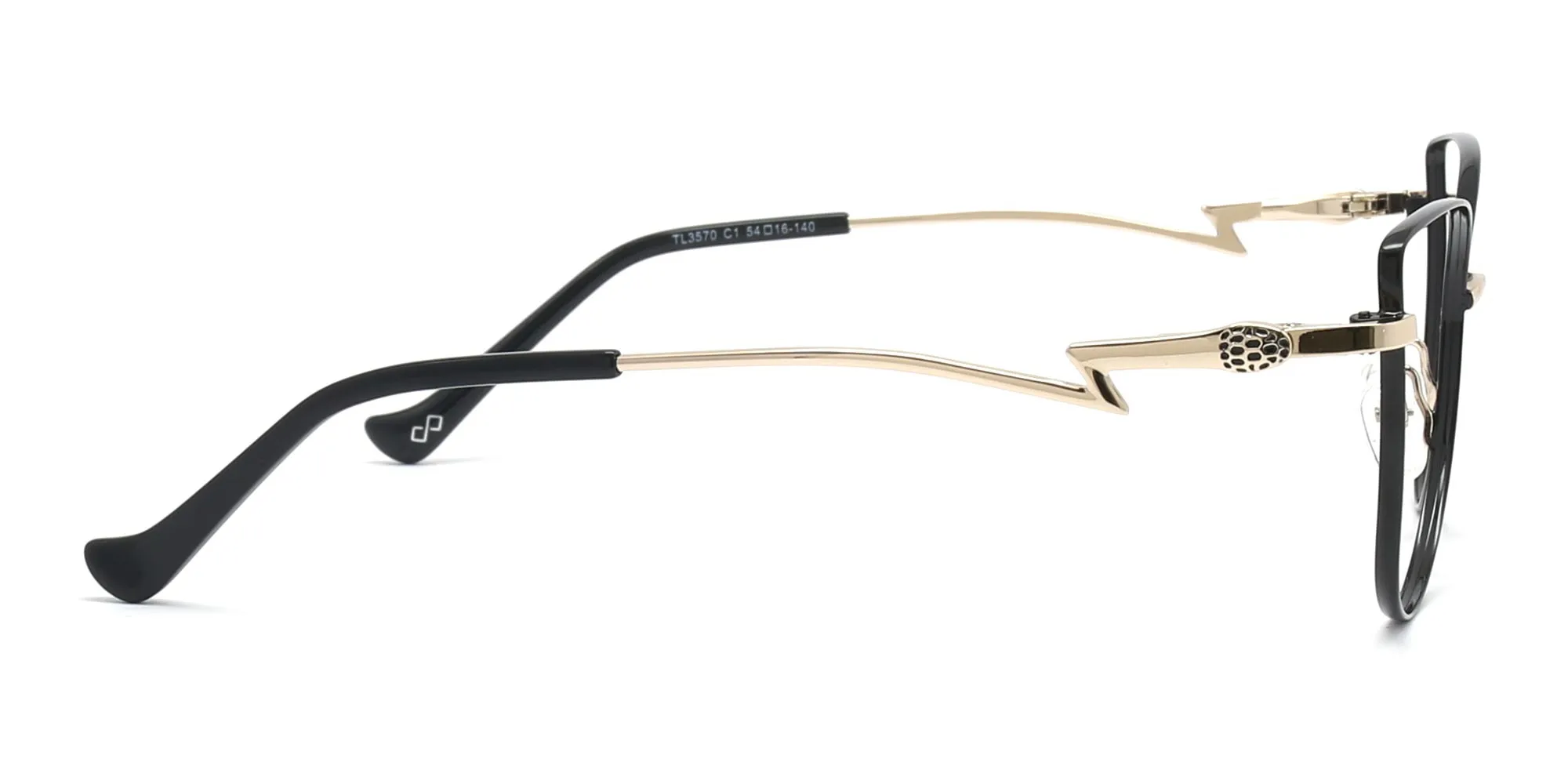 Black & Champagne Gold Cat Eye Glasses-2