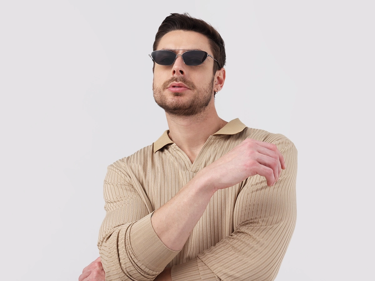 Gold Rectangle Geometric Full-Rim Sunglasses 41