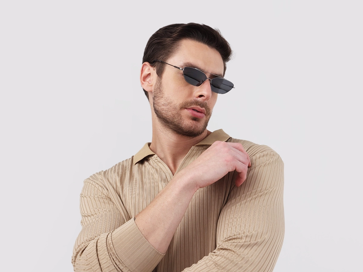 Gold Rectangle Geometric Full-Rim Sunglasses 42