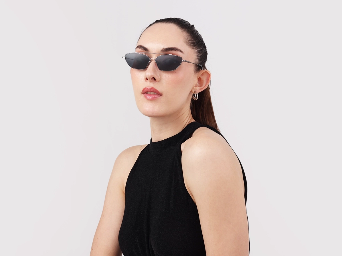 Gold Rectangle Geometric Full-Rim Sunglasses 51