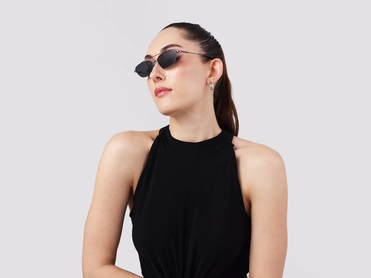 Gold Rectangle Geometric Full-Rim Sunglasses 53