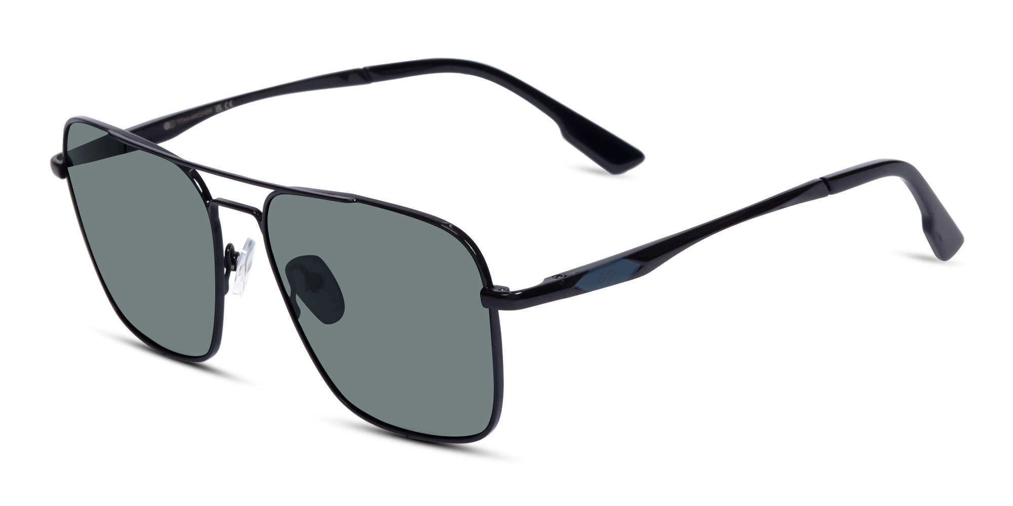 Black Metal Double Bridge Pilot Sunglasses 3