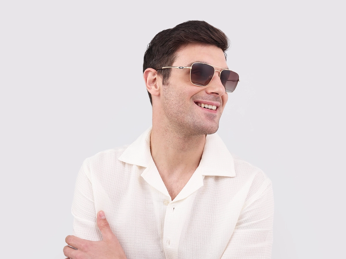 Gold Lightweight Meta Pilot Sunglasses 43