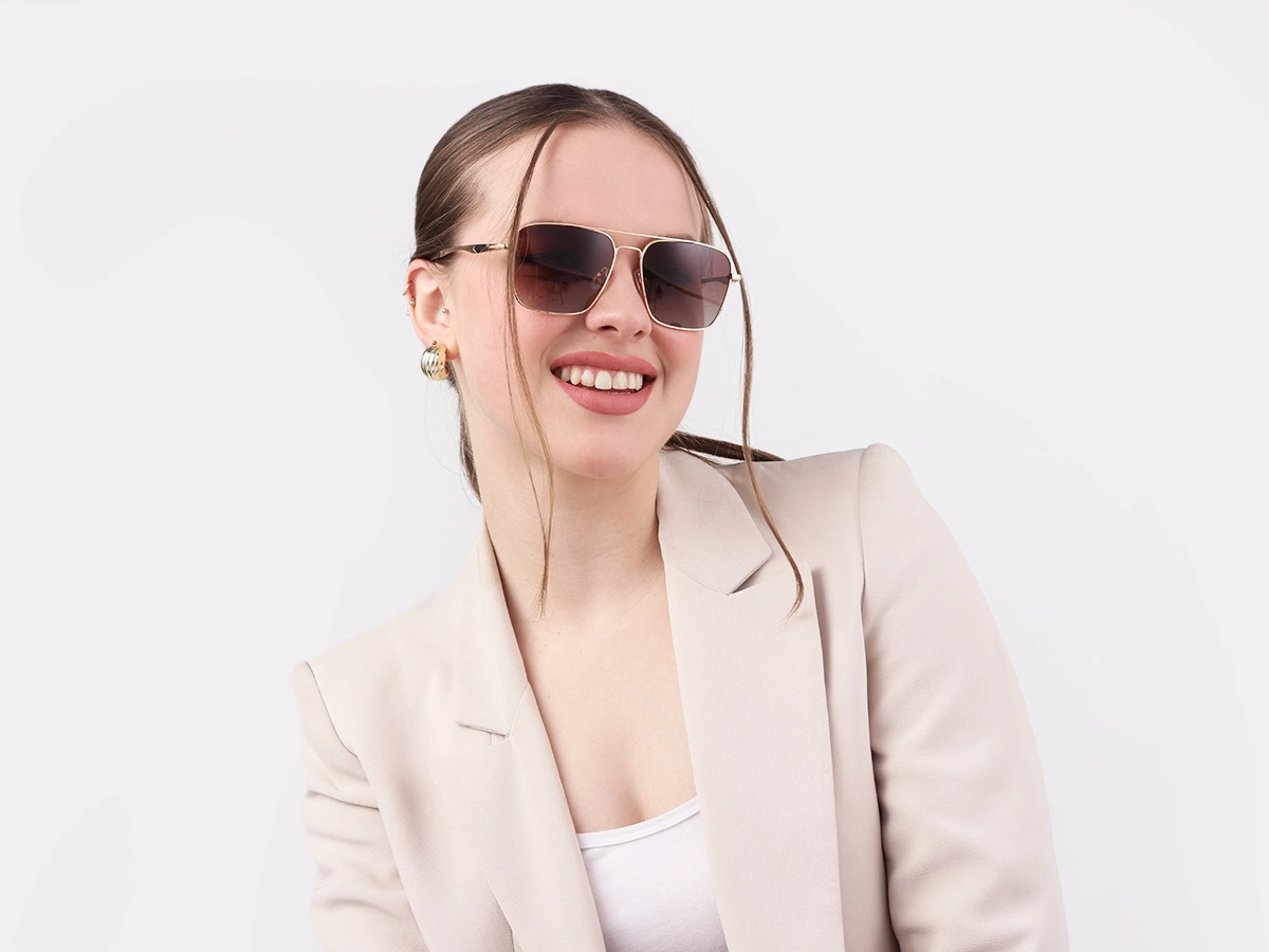 Gold Lightweight Meta Pilot Sunglasses 53