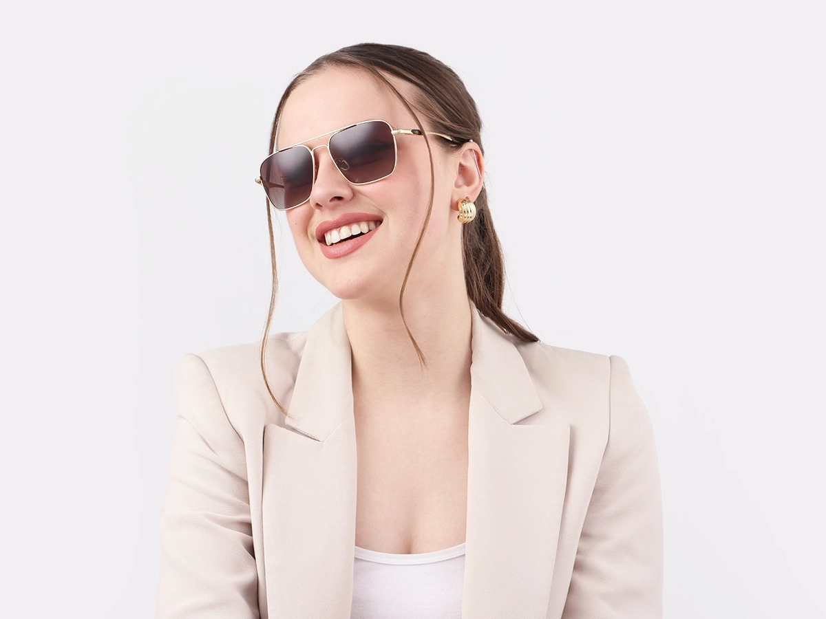 Gold Lightweight Meta Pilot Sunglasses 52