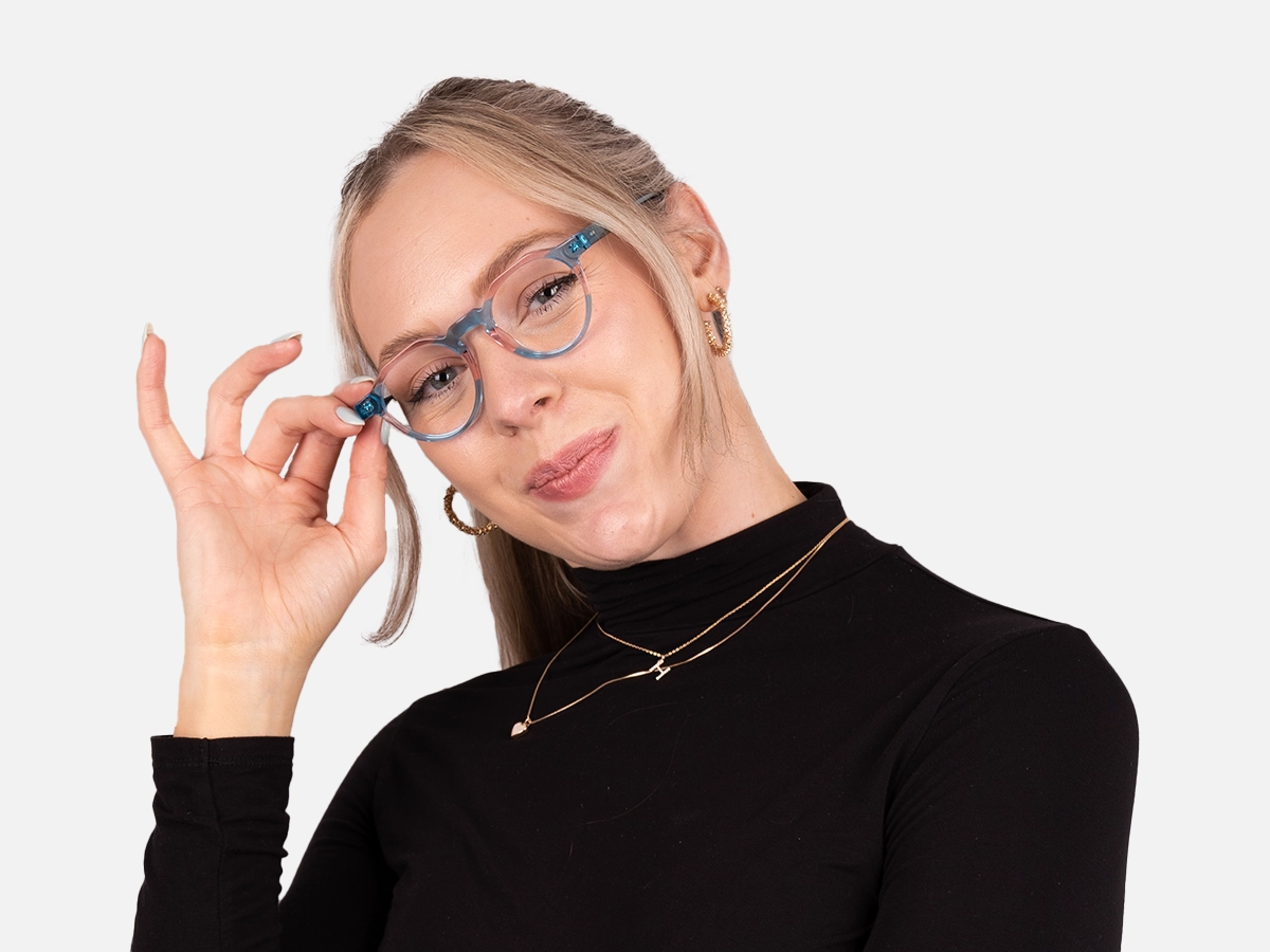 Crystal Blue & Crystal Pink Geometric Glasses-54