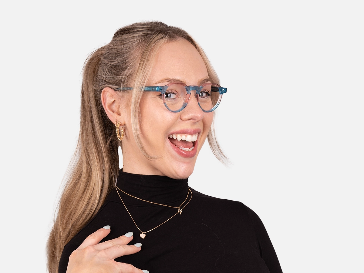 Crystal Blue & Crystal Pink Geometric Glasses-52