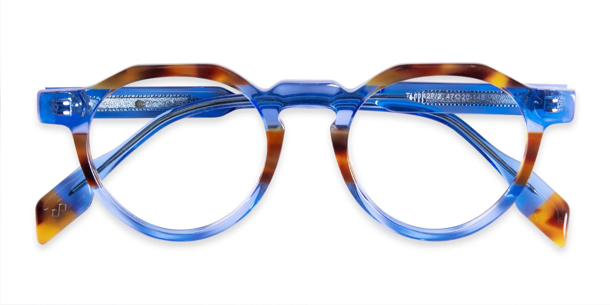 Caramel Tortoise Crystal Blue Glasses-6
