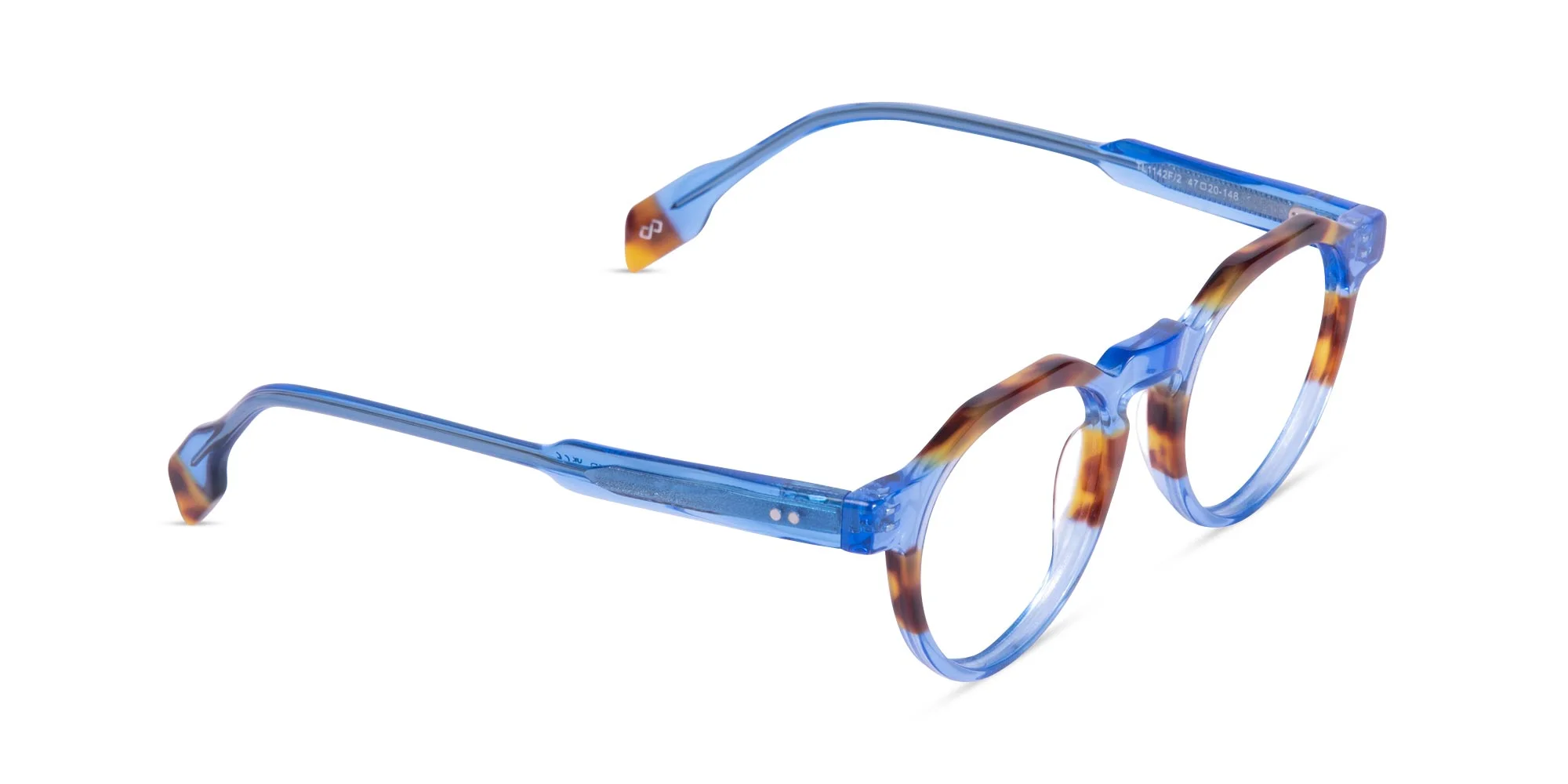 Caramel Tortoise Crystal Blue Glasses-2