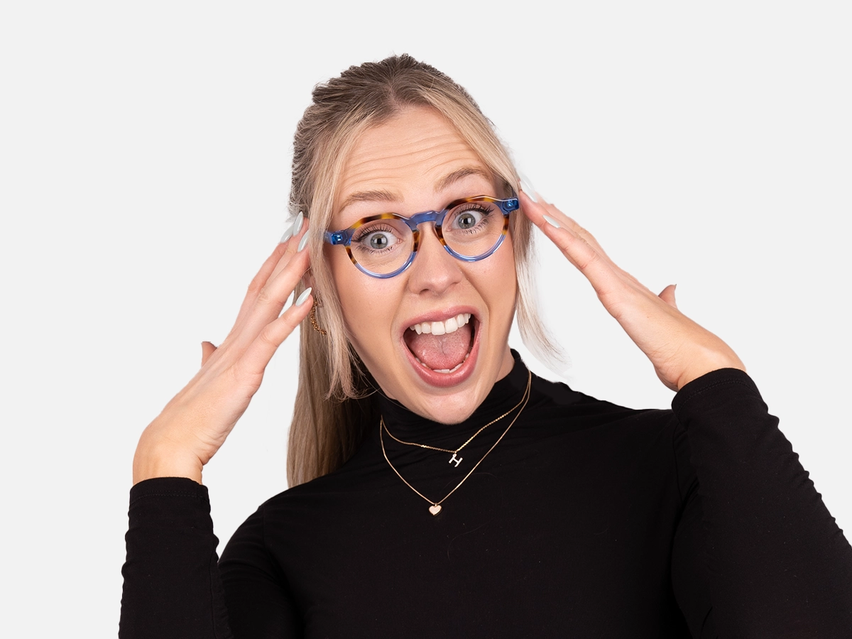 Caramel Tortoise Crystal Blue Glasses-51