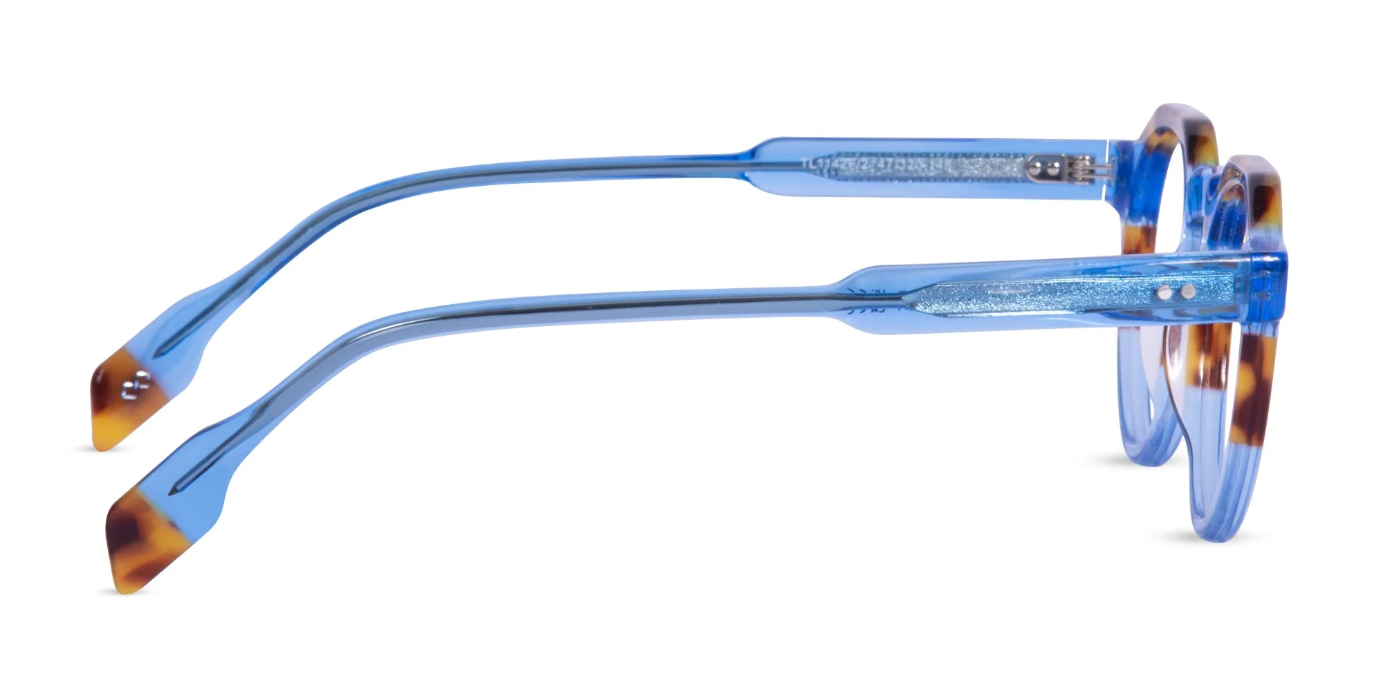 Caramel Tortoise Crystal Blue Glasses-4