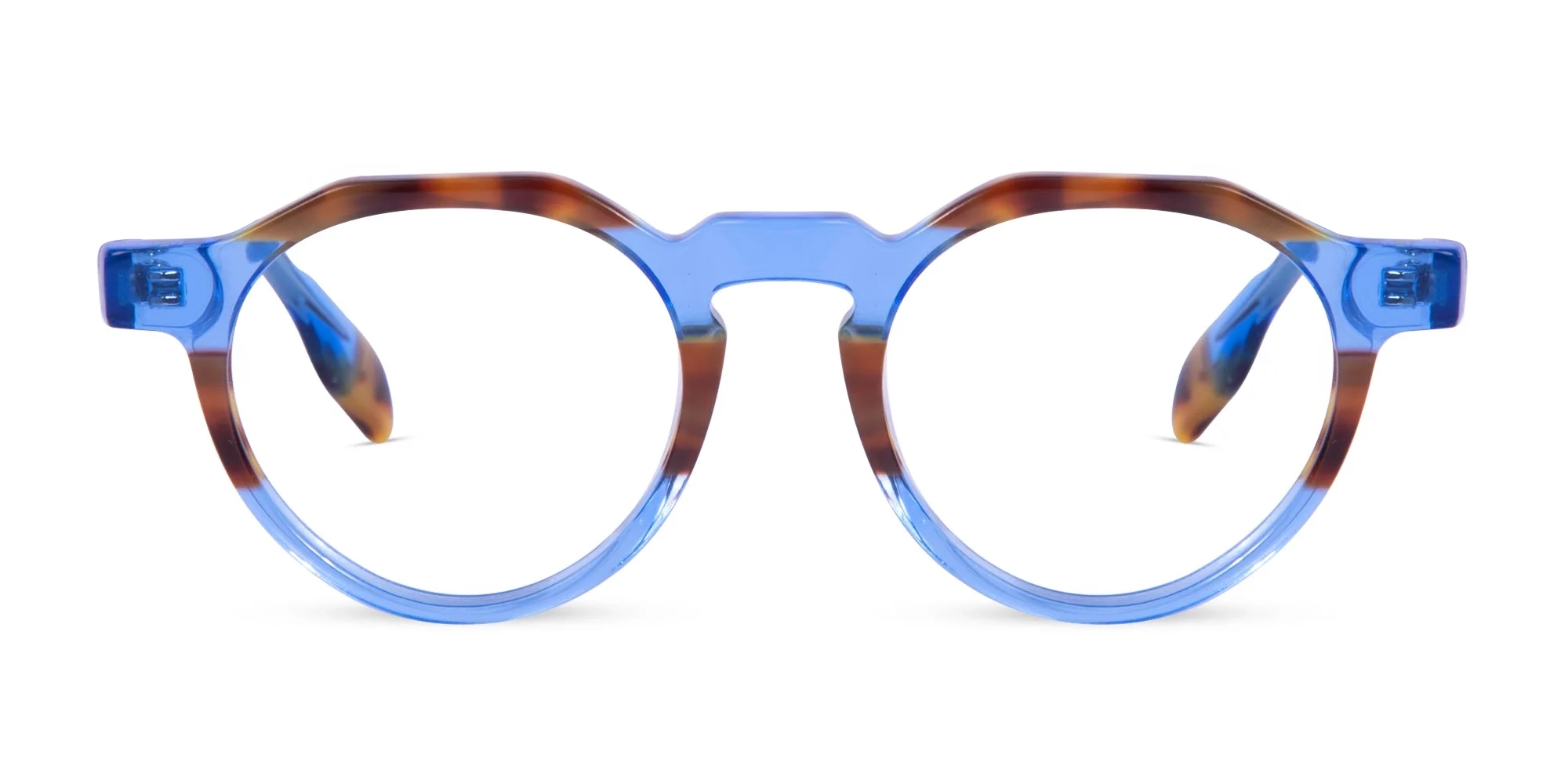 Caramel Tortoise Crystal Blue Glasses-1
