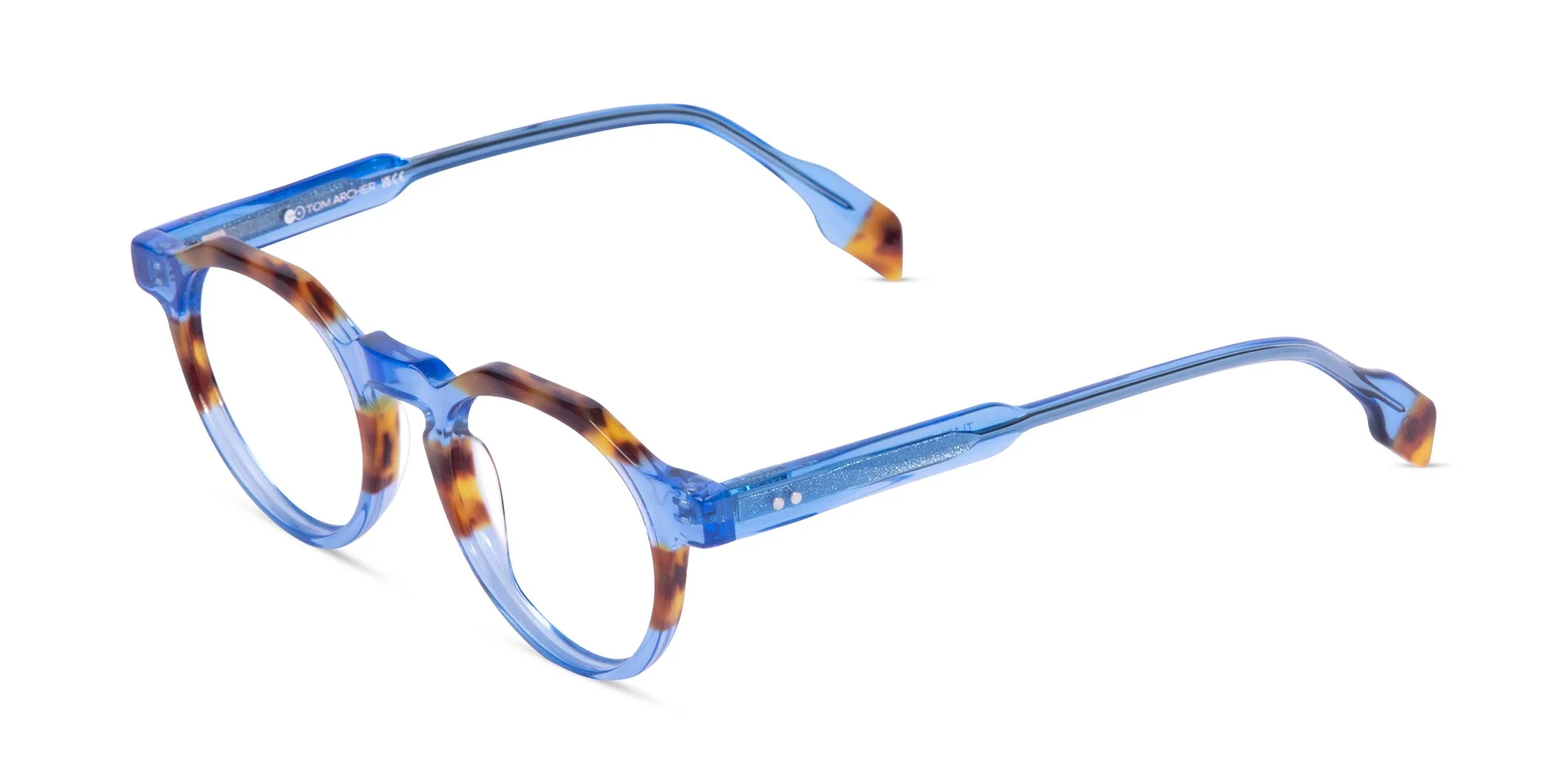 Caramel Tortoise Crystal Blue Glasses-3