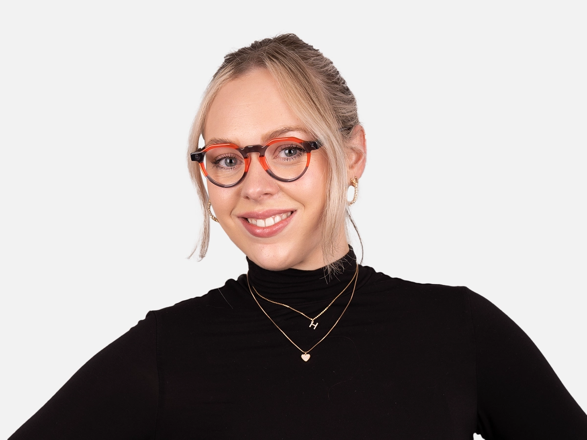 Charcoal Grey & Red Geometric Glasses-41