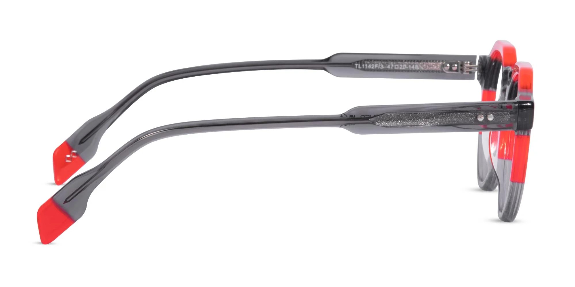 Charcoal Grey & Red Geometric Glasses-4