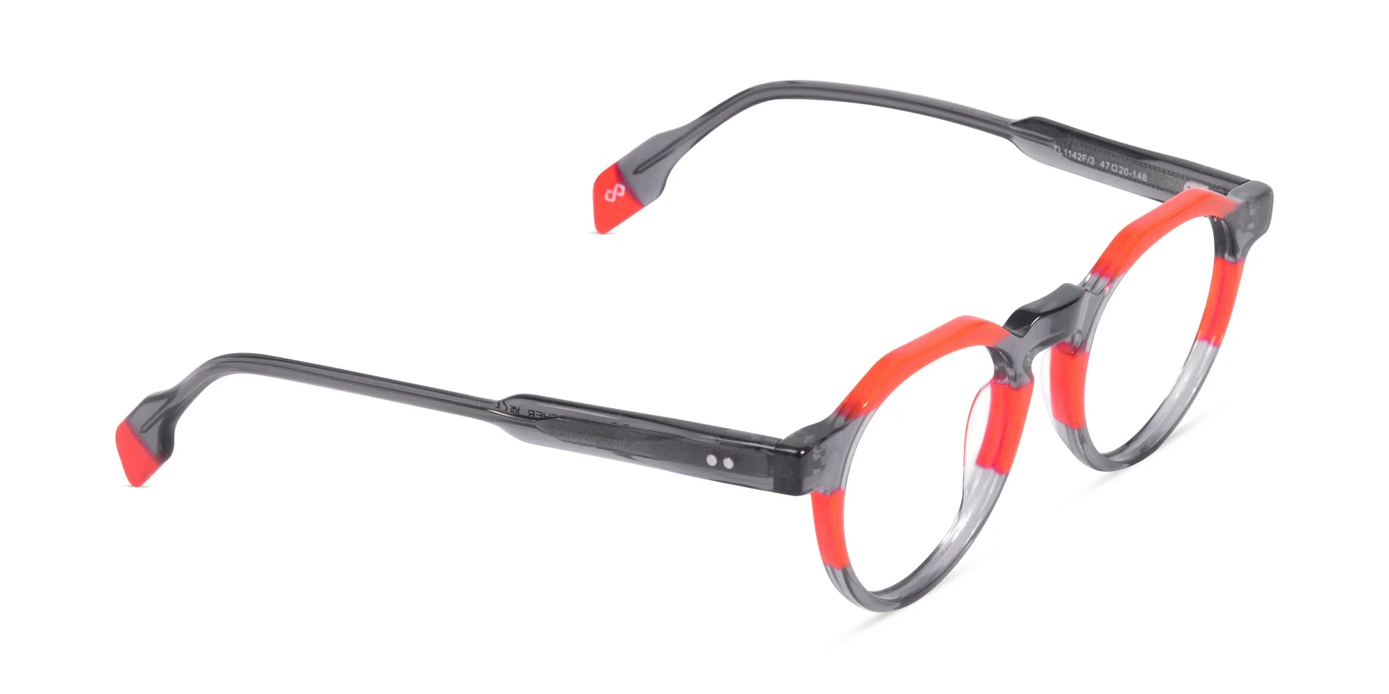 Charcoal Grey & Red Geometric Glasses-2