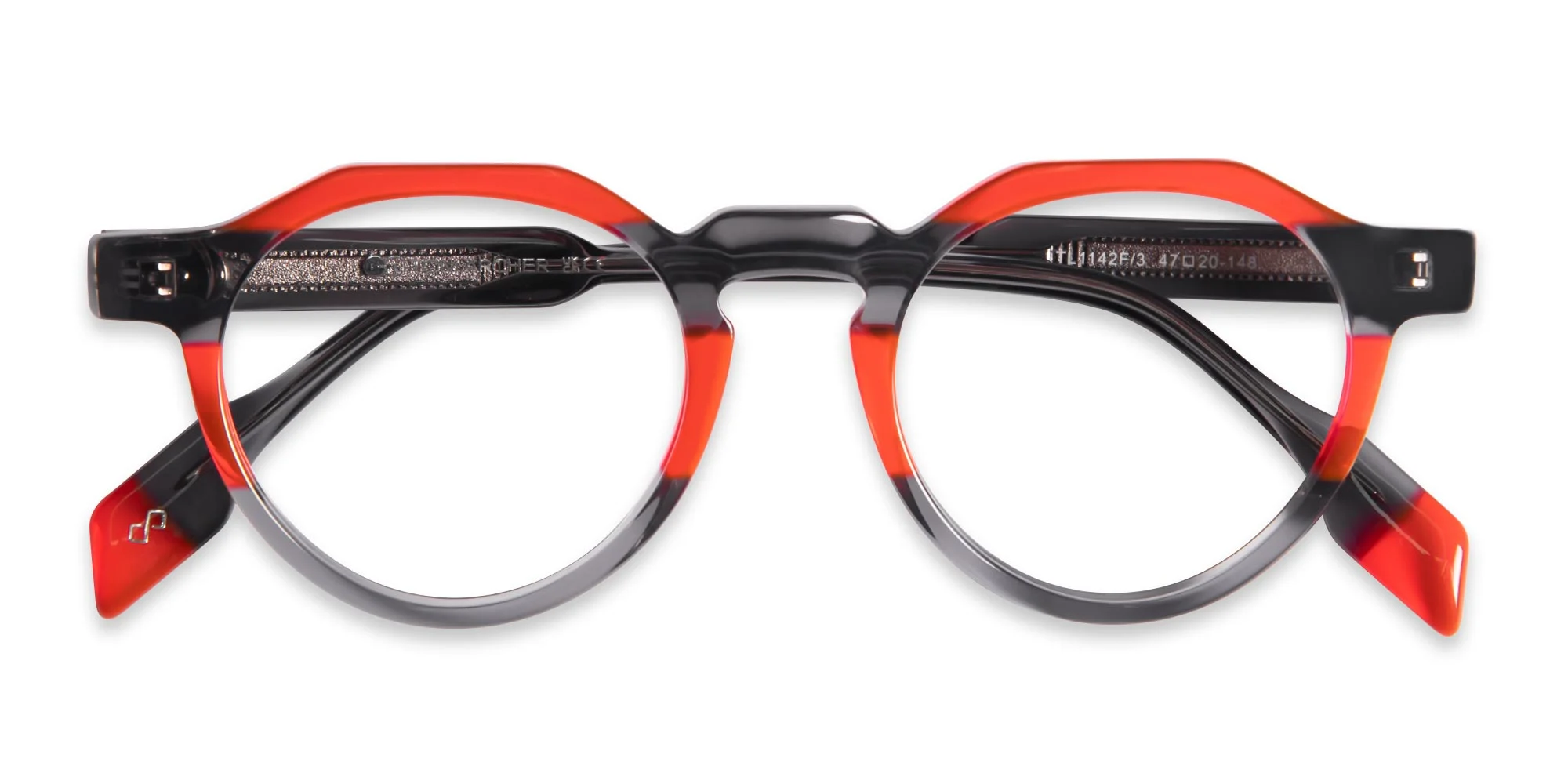 Charcoal Grey & Red Geometric Glasses-6