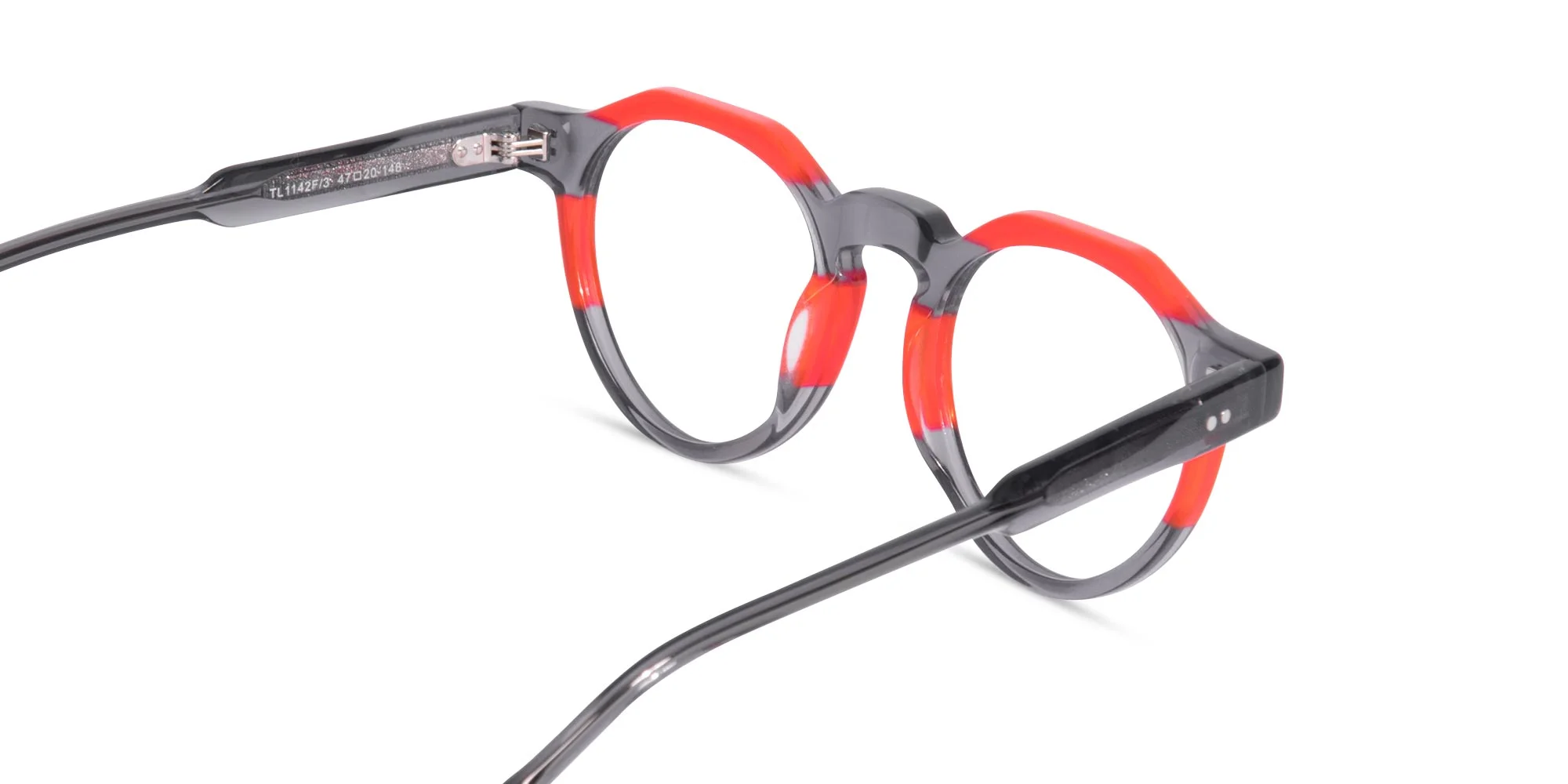 Charcoal Grey & Red Geometric Glasses-5