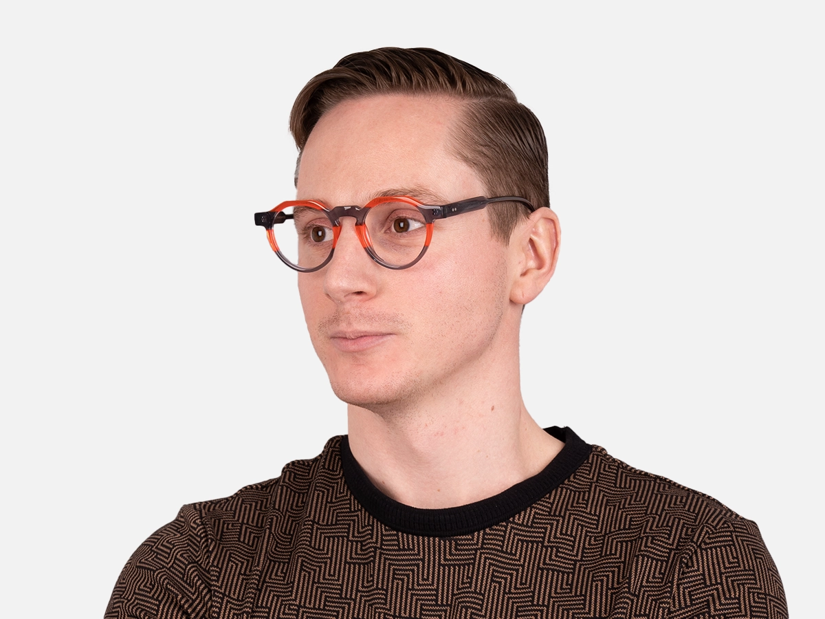 Charcoal Grey & Red Geometric Glasses-51