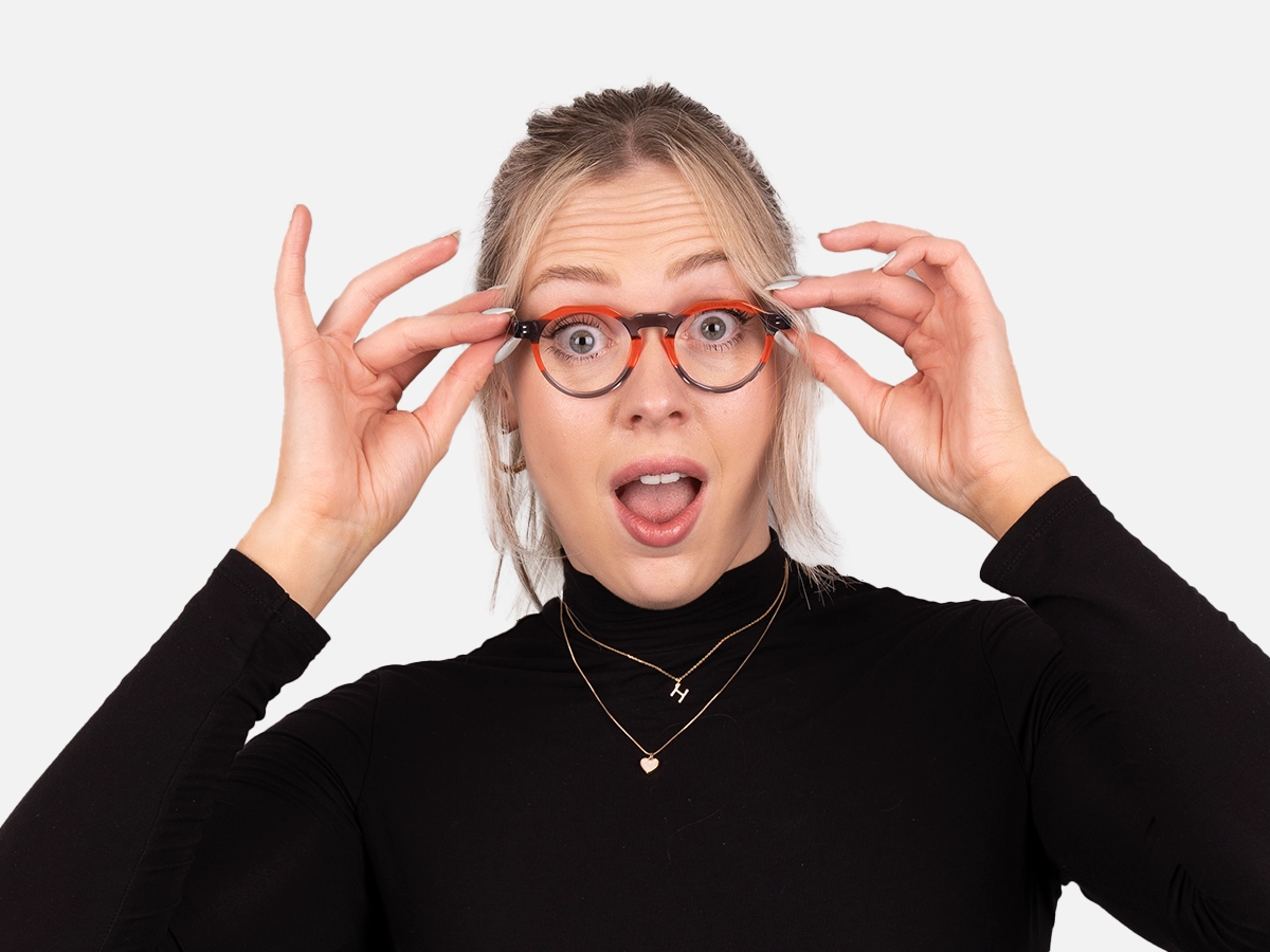 Charcoal Grey & Red Geometric Glasses-43