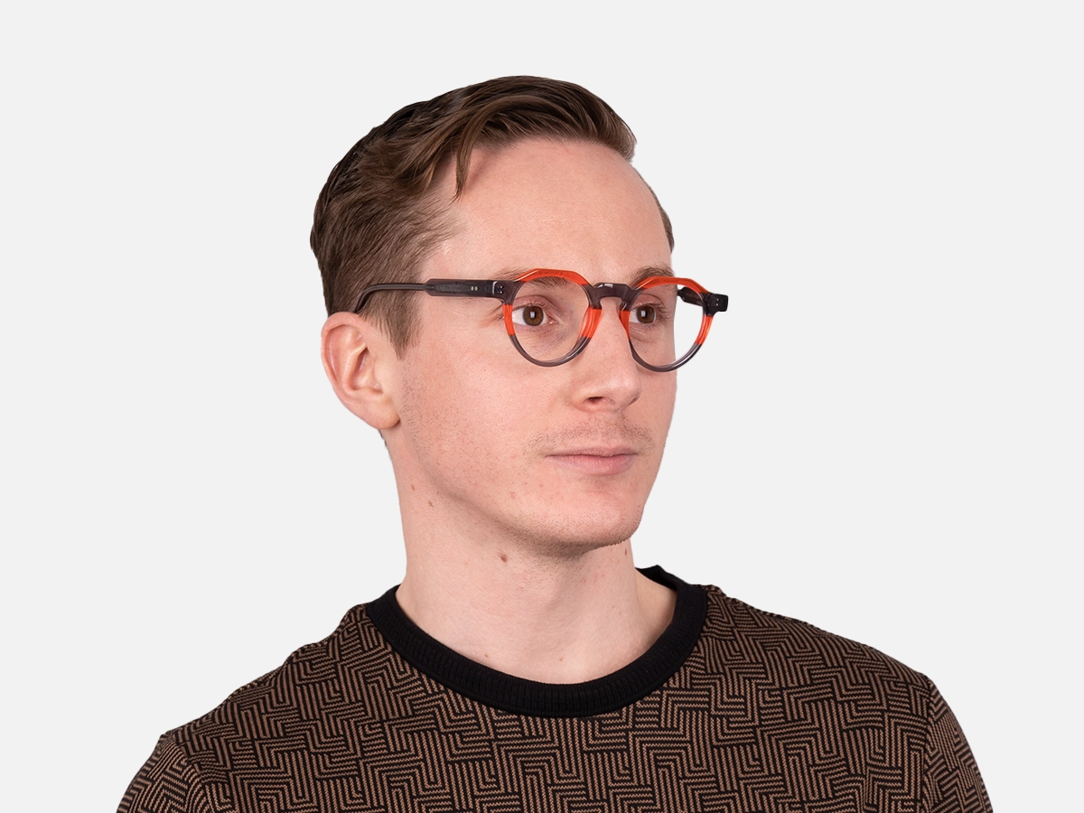 Charcoal Grey & Red Geometric Glasses-52