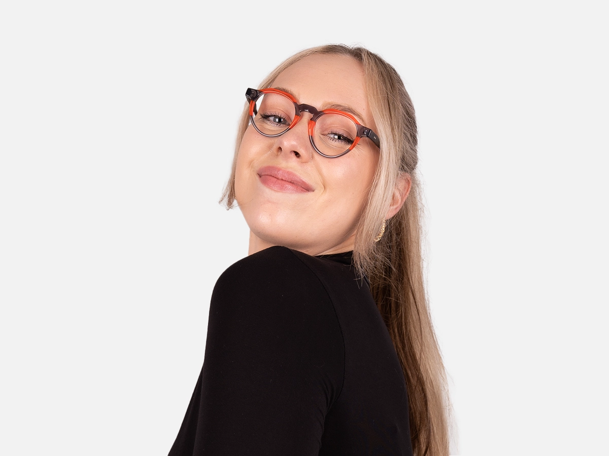 Charcoal Grey & Red Geometric Glasses-42